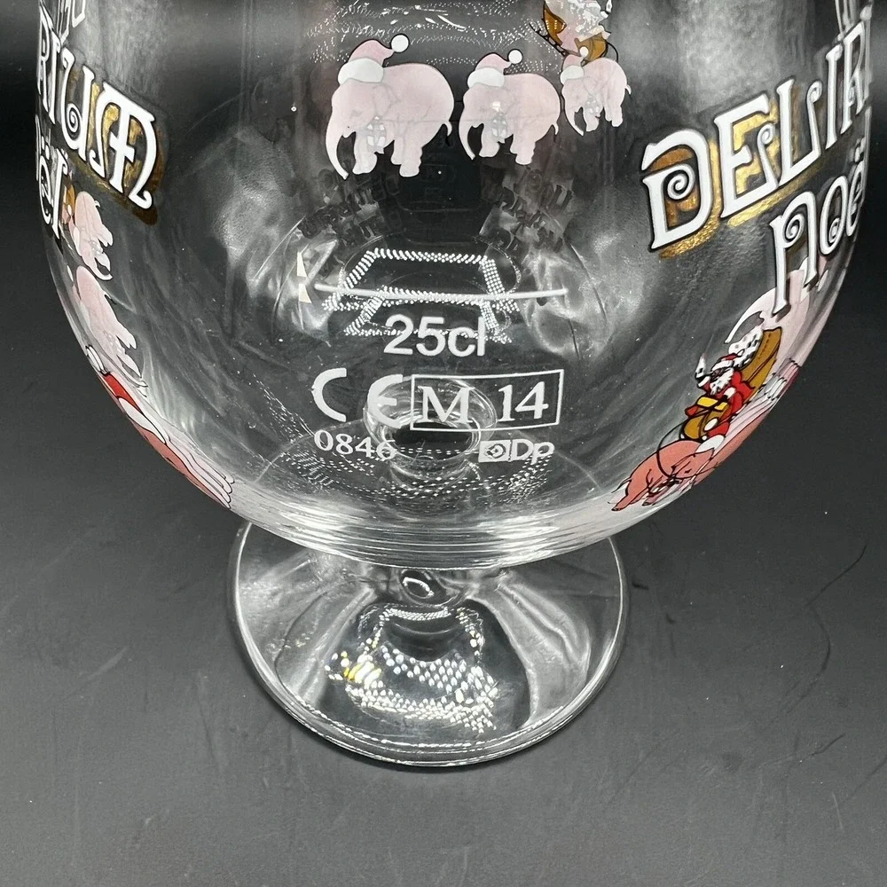Delirium Tremens Noel Elephant Belgian Tulip Beer Glass 25 cl  Rare Collectable - Picture 2 of 2
